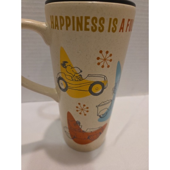 Vintage HALLMARK PEANUTS Charlie Brown Happiness is a Full Tank Coffee Mug 7"EUC - Picture 8 of 13